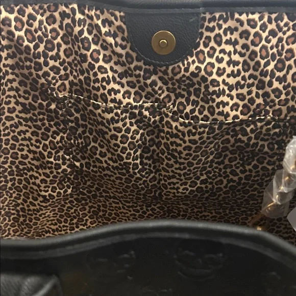 Betsey Johnson Black Skull-Embossed Tote Bag with Charm - Picture 7 of 8